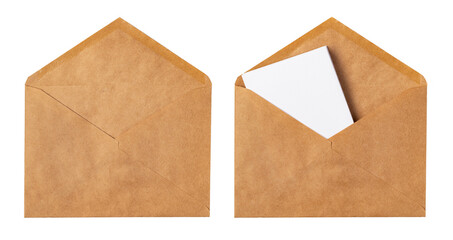 Brown craft envelope isolated on white background