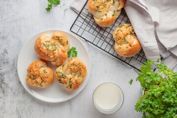 Homemade pastry - buns with parsley