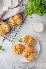 Homemade pastry - buns with parsley
