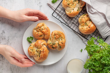 Homemade pastry - buns with parsley