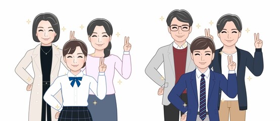 Obraz premium 2組の家族