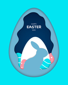 Happy Easter Day With Bunny And Eggs