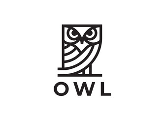 Modern owl logo. Bird line icon. Wisdom and knowledge animal symbol. Animal Brand identity design element. Vector illustration.