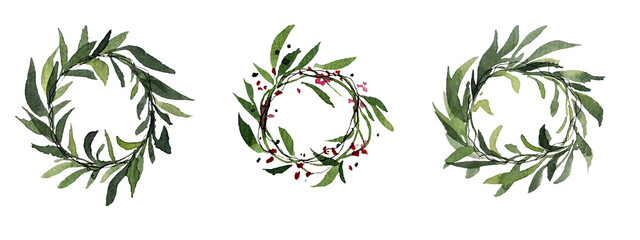 Set of watercolor design elements of the garden rose collection dark blue flowers, leaves, green branches, botanical illustration, isolated on a transparent background
