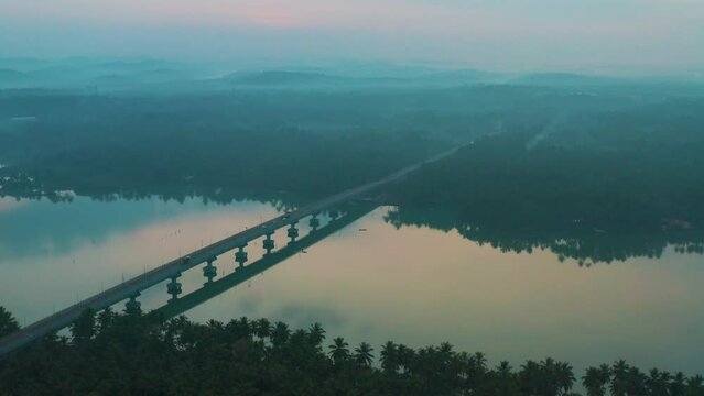 Stunning Early morning aerial view of a bridge Kozhikode Kerala