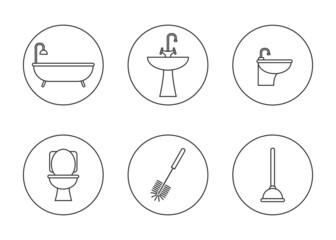 Bathroom toilet icon set. Vector illustration.