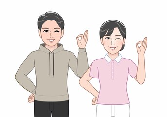 二人の年配の男女