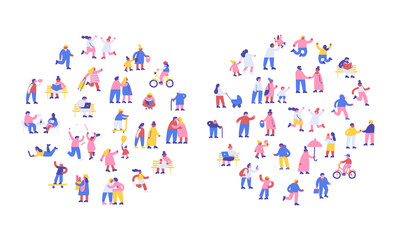 Tiny People Crowd vector illustration