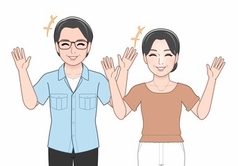 二人の年配の男女