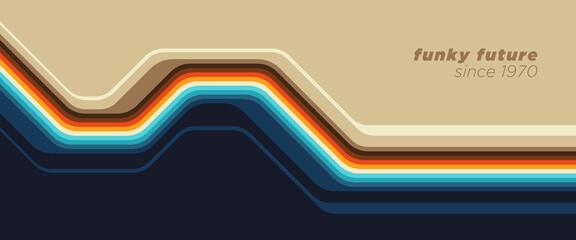 Abstract 1970's background design in retro style with stripes. Vector illustration. © Radoman Durkovic