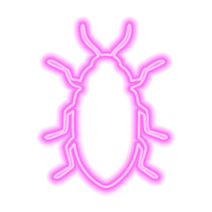 Pink neon cockroach sign isolated on white