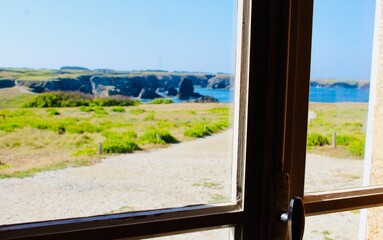 Fototapeta premium Belle Ile en Mer, la pointe des Poulains, Bretagne, France