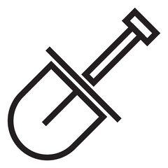 Shovel icon. Small handle gardening tool in linear style