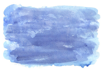 blue color delicate watercolor stain, written by the artist with a brush on paper