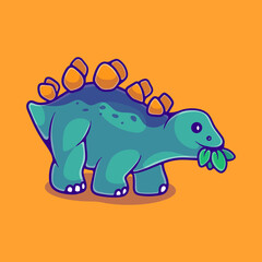 cute stegosaurus dinosaur illustration suitable for mascot sticker and t-shirt design