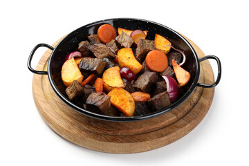 Beef with vegetables isolated on white background