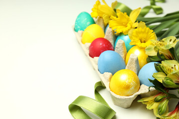 Concept of Easter eggs, space for text