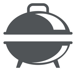 Round grill with metal lid. Barbeque icon