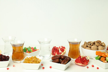 Concept of Ramadan food, space for text