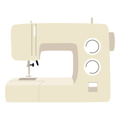 The sewing machine is light and flat. Illustration of a vector icon of a sewing machine isolated on a white background. Icon, logo