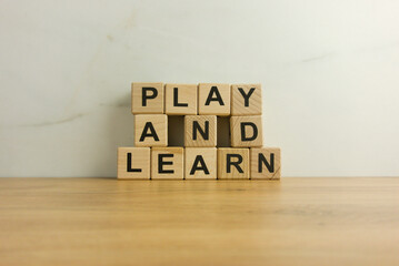Words play and learn from wooden cubes