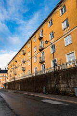 Fototapeta na wymiar Stockholm, Sweden A residential street called Helgagatan on Sodermalm.