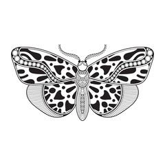 vector butterfly black and white element line art print design