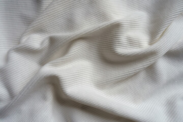 white cotton and polyester ribbed fabric with soft folds