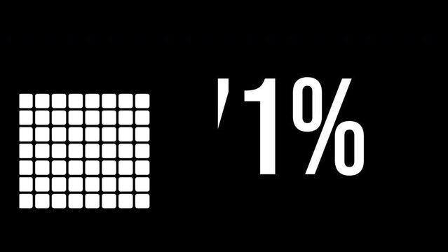 71 percent infographic diagram, seventy-one percentage square rectangle 4K animation. Flat design chart icon for finance and statistics.