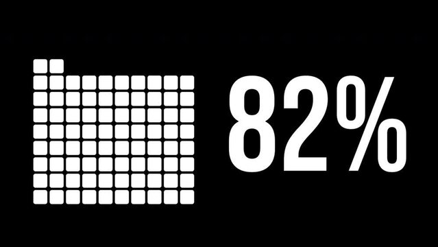 82 percent infographic diagram, eighty-two percentage square rectangle 4K animation. Flat design chart icon for finance and statistics.