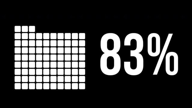 83 percent infographic diagram, eighty-three percentage square rectangle 4K animation. Flat design chart icon for finance and statistics.