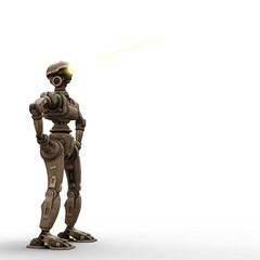 3D-illustration of giant sci-fi robot over white