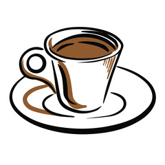 Vector hand drawn illlustration of cup of espresso coffee on a white background