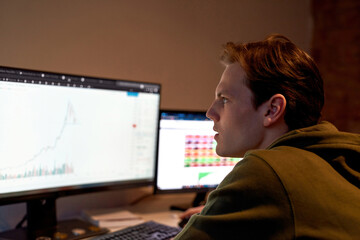 Obraz na płótnie Canvas Trader watching and monitoring stock market graph