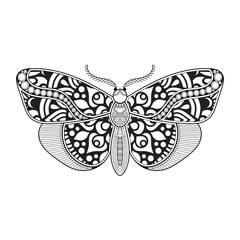 vector butterfly black and white element line art print design