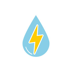 drop icon with energy on a white background, vector illustration