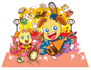イヌ,キャラクター ,ひな祭り,イメージ画　01