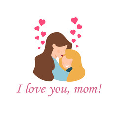 image of mother with daughter, mother's day, love for each other, vector illustration