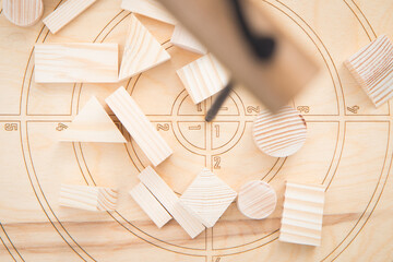 Balancing puzzle wooden garden game 