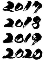 「2017、2018、2019、2020」セット　筆文字ロゴ素材