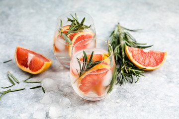 Detox fruit infused flavored water. Refreshing summer homemade lemonade cocktail