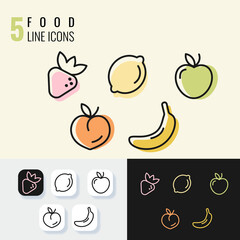 5 Food Line Icons