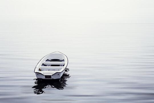 Kleines Fischerboot gleitet auf dem Wasser