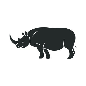 Rhino Icon Silhouette Illustration. Animal Africa Rhinoceros Vector Graphic Pictogram Symbol Clip Art. Doodle Sketch Black Sign.