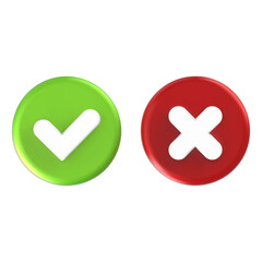 Realistic Right And Wrong 3D Button Vector Illustration.