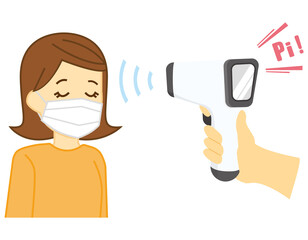 体温計　非接触体温計  ベクターイラスト