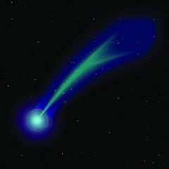 Comet on starry sky, vector illustration © BlueBee