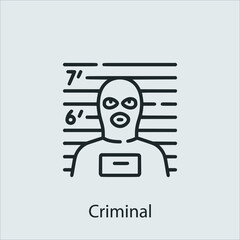 criminal icon vector icon.Editable stroke.linear style sign for use web design and mobile apps,logo.Symbol illustration.Pixel vector graphics - Vector