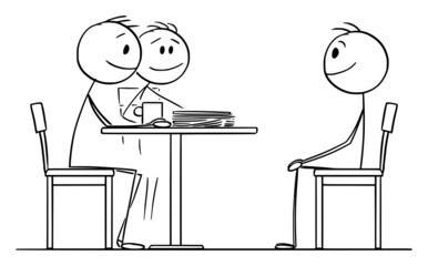Person on Job Interview or Student on Examination, Vector Cartoon Stick Figure Illustration