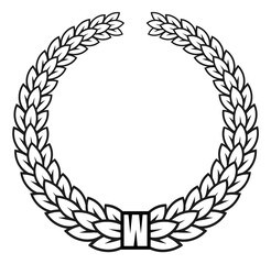 Laurel wreath. Black outline leaves. Badge template